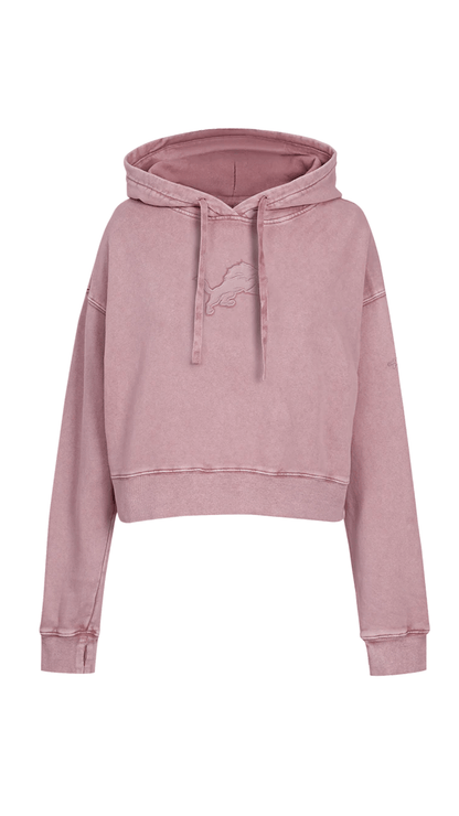 NFL Detroit Lions Washed Classic Women’s Enzyme Wash Cropped Pullover Hoodie - The Style Guru