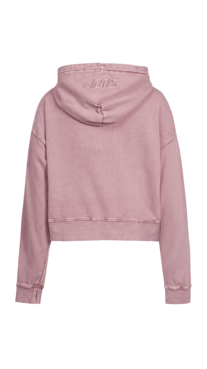 NFL Detroit Lions Washed Classic Women’s Enzyme Wash Cropped Pullover Hoodie - The Style Guru
