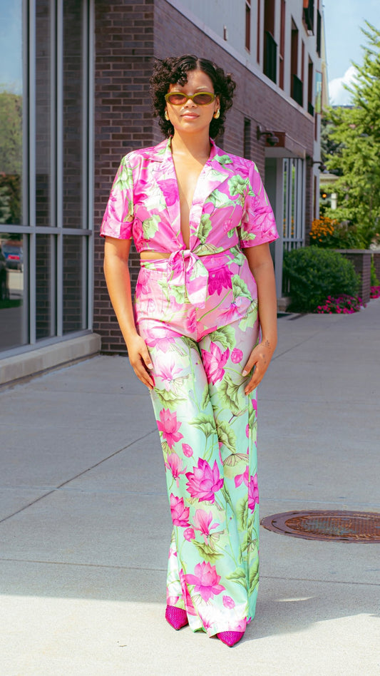 Ombre Floral Pants Set - The Style Guru