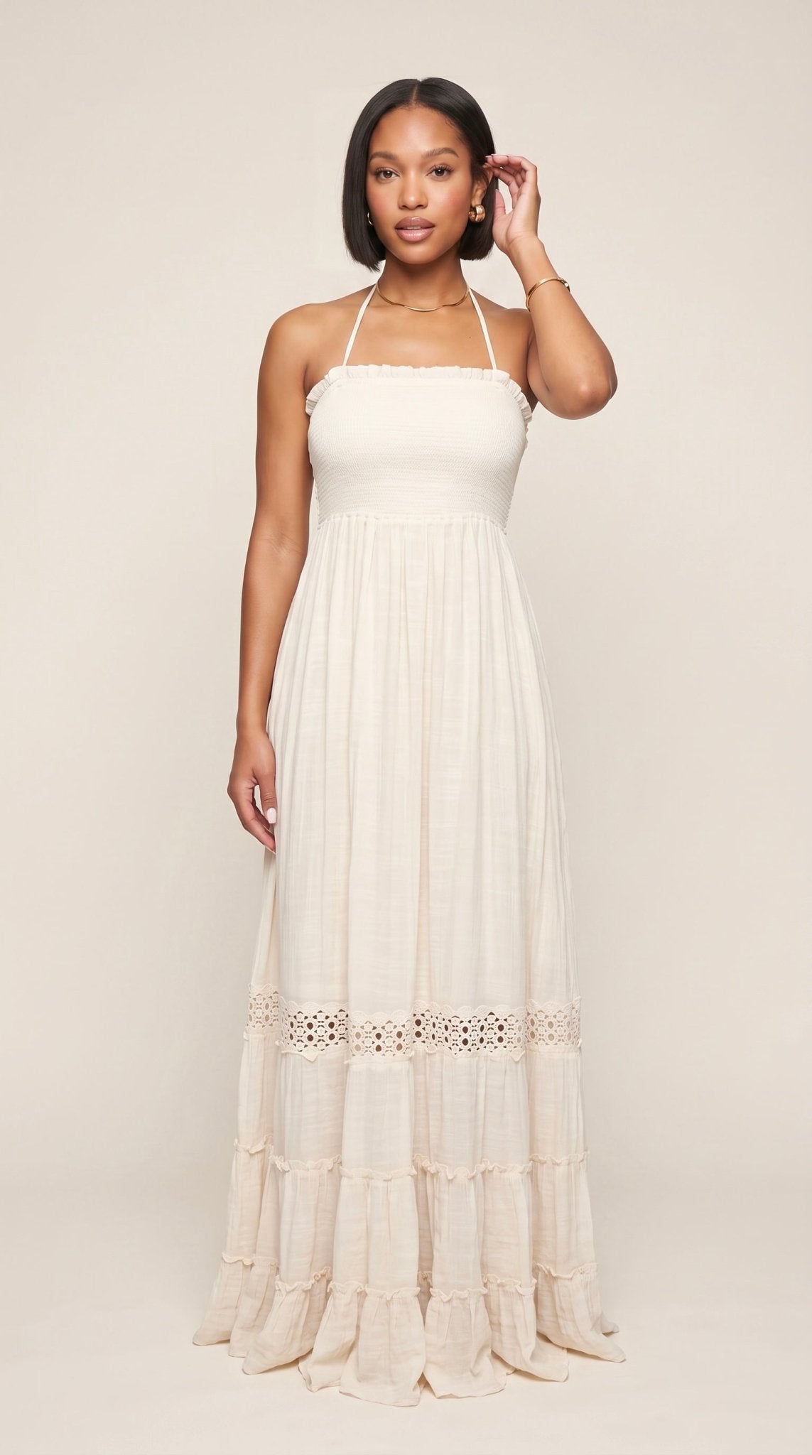Open Back Smocked Maxi Dress - The Style Guru