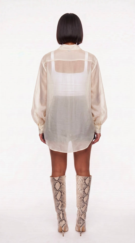 Organza Button-Up Blouse - The Style Guru