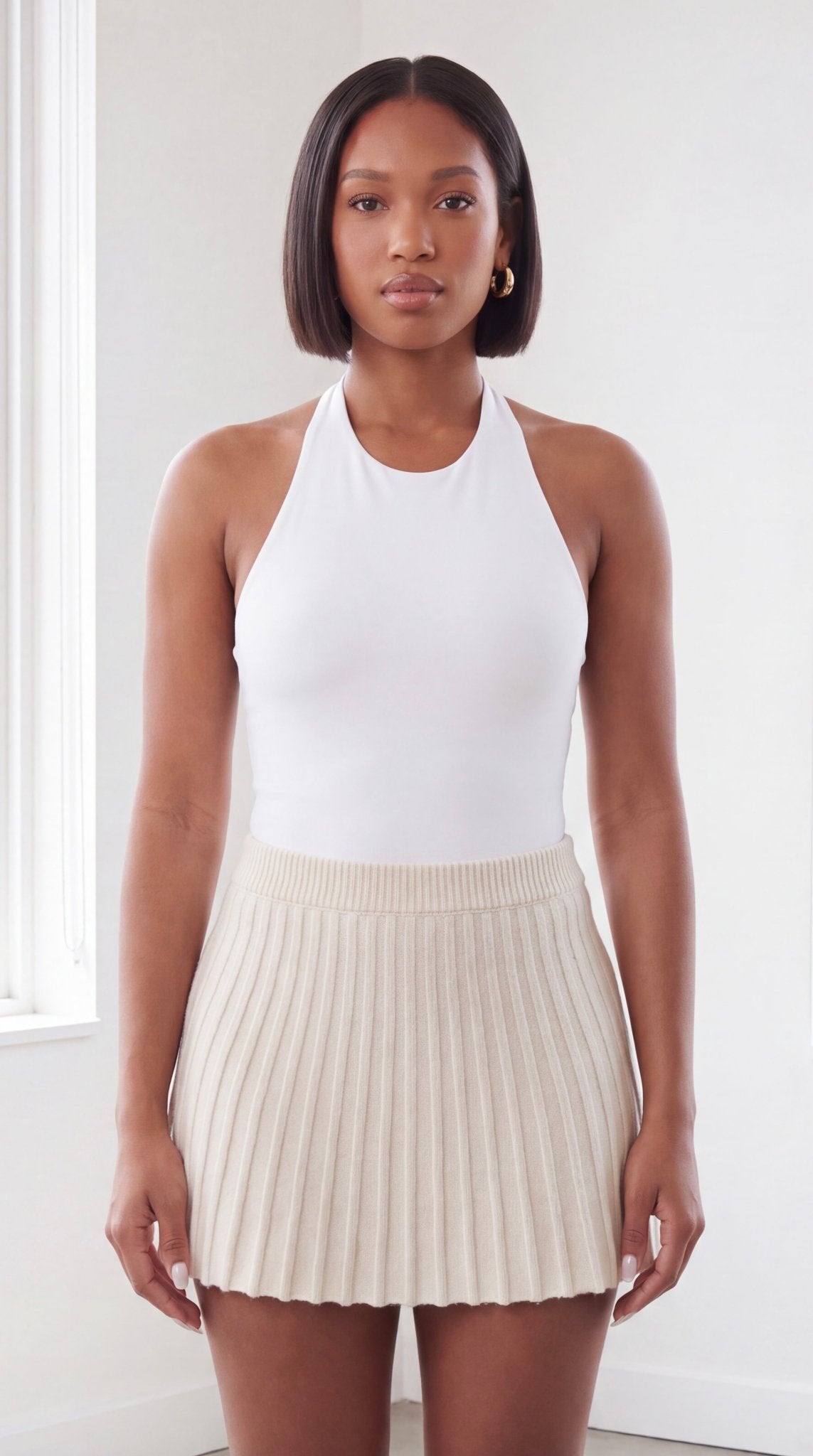 Pleated Sweater Mini Skirt - The Style Guru