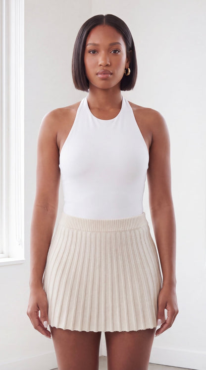 Pleated Sweater Mini Skirt - The Style Guru