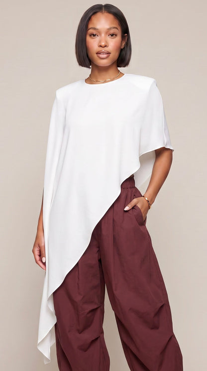 Power Drape Asymmetrical Blouse - The Style Guru