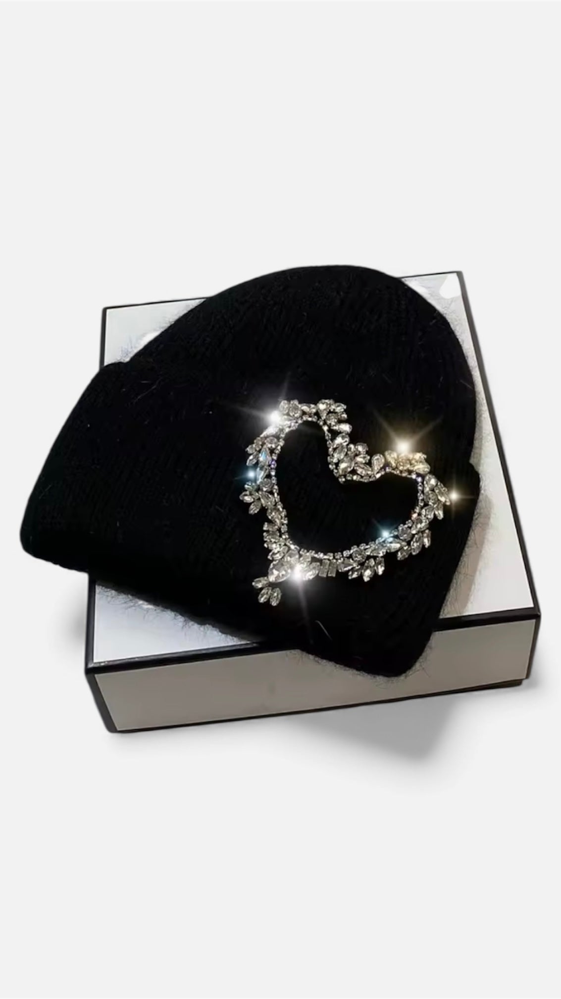 Rhinestone Heart Knit Beanie - The Style Guru
