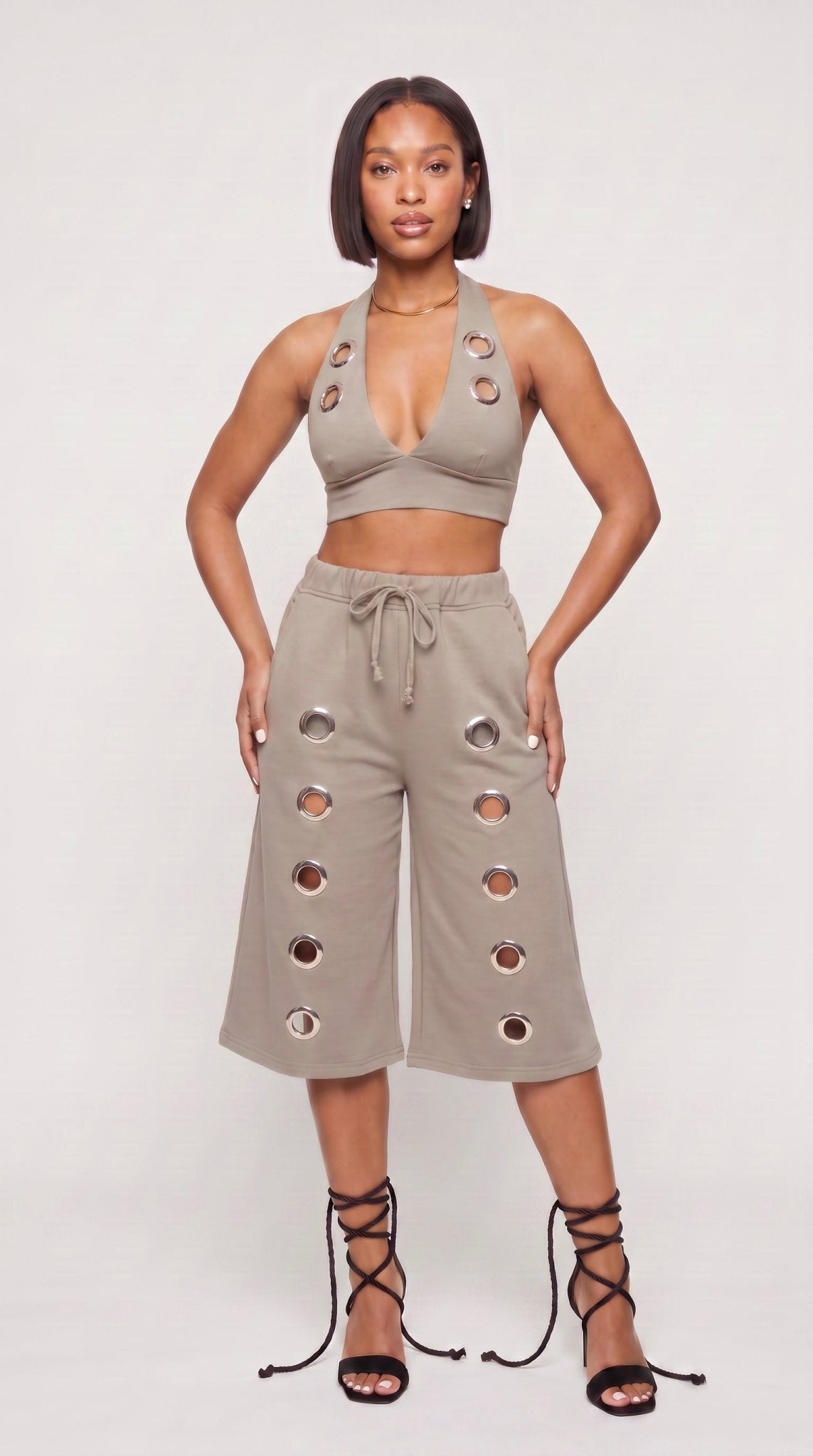 Ring Detail Fleece Long Short - The Style Guru