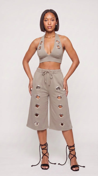 Ring Detail Fleece Long Short - The Style Guru