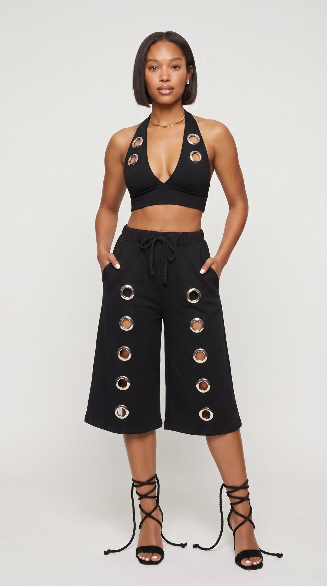 Ring Detail Fleece Long Short - The Style Guru