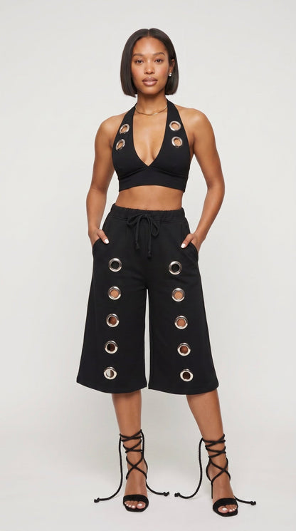 Ring Detail Fleece Long Short - The Style Guru