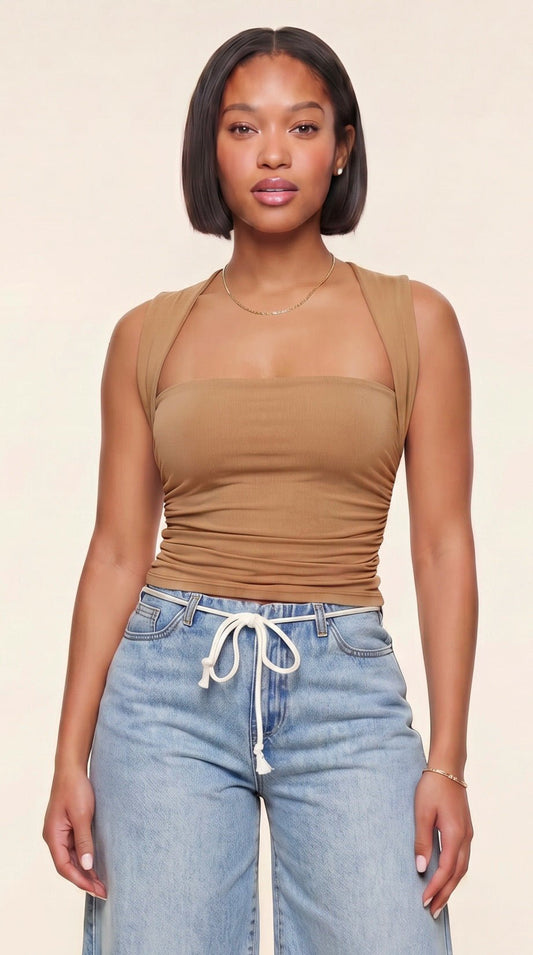 Ruched Square Neck Tank - The Style Guru