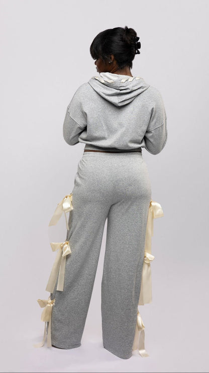 Satin - Tie Wide Leg Jogger - The Style Guru