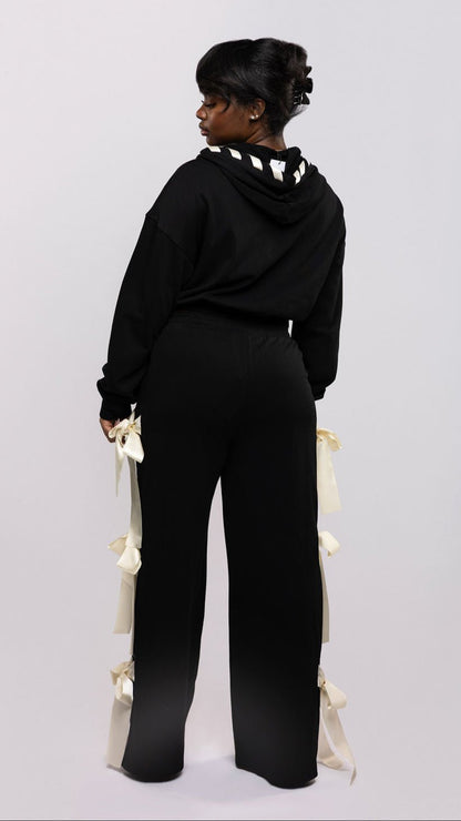 Satin - Tie Wide Leg Jogger - The Style Guru
