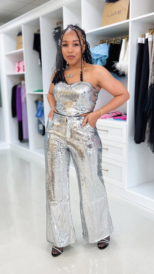 Sequin Wide Leg Pants - The Style Guru