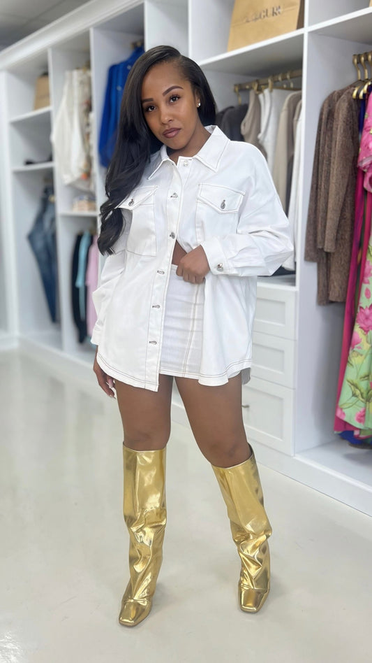 Shacket and Mini Skirt Set - The Style Guru