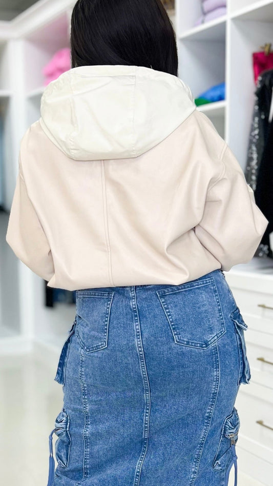 Vegan Leather Hoodie - The Style Guru